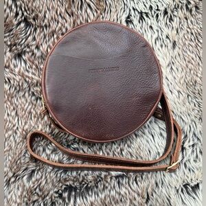 Portland Leather Goods "Almost Perfect" Large Circle Crossbody Bag in Coldbrew